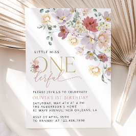 Invitación Flores de colores, flores silvestres, primer cumpl