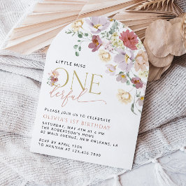 Invitación Flores de colores, flores silvestres, primer cumpl