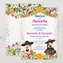 Invitación Flores de colores revelan género señor o señorita 