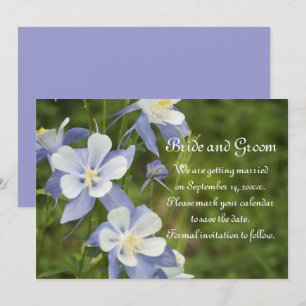 Invitación Flores de columna azul Boda Guardar la fecha