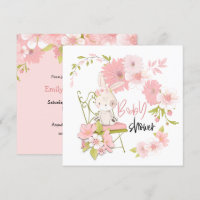 Flores de conejito blanco Chica rosado Baby Shower