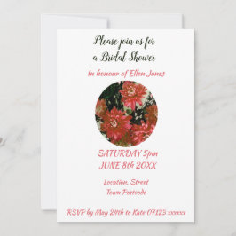 Invitación Flores de coral, ducha de novia floral