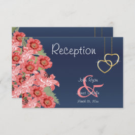 Invitación Flores de Coral y Coral de Oro - Recepción
