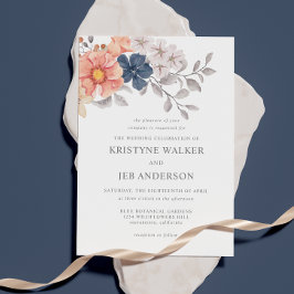 Invitación Flores de coral y marina | Elegante botánico