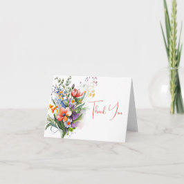 Invitación Flores de coral y violeta gracias