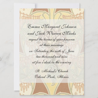 Invitación flores de corazón sangrante vintage art nouveau pa