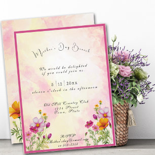 Invitación Flores de Cosmos Amarillos rosas de Brunch del Día