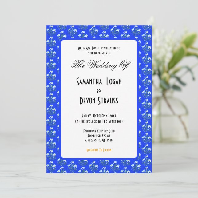 Invitación Flores de crocus azules (Anverso de pie)