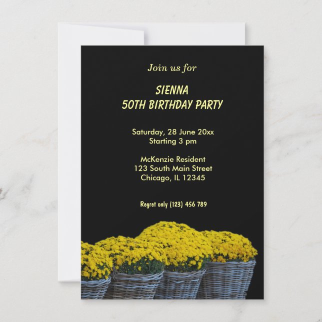 Invitación Flores de cumpleaños (Anverso)