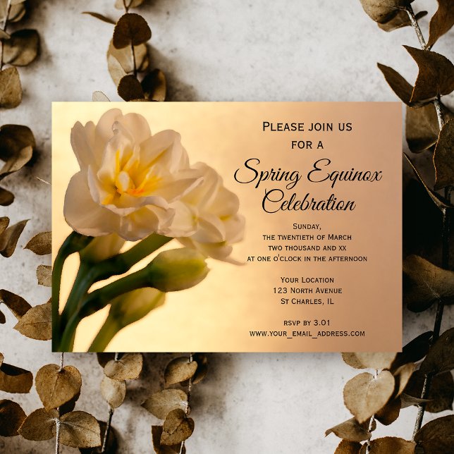 Invitación Flores de Daffodil Blancas celebración del equinoc (Subido por el creador)