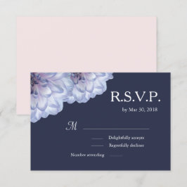 Invitación Flores de Dahlia lilac boda floral azul marino RSV
