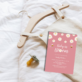 Invitación Flores De Daisy Rosa Nacidas En Ducha Chica De Blo