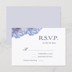 Invitación Flores de Dalia Lila Blanco RSVP de Boda Elegante