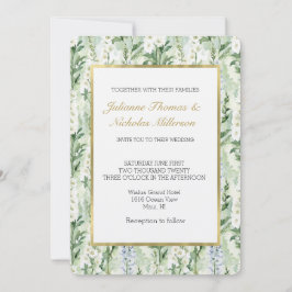Invitación Flores de Delphinium Blancas Lavanda Boda