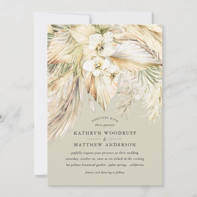 Invitación Flores de desierto secas de pampas Boda formal (Anverso)