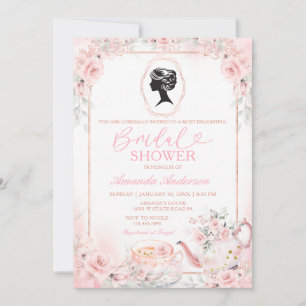 Invitación Flores de Despedida de Soltera con Fiesta de Té Ro