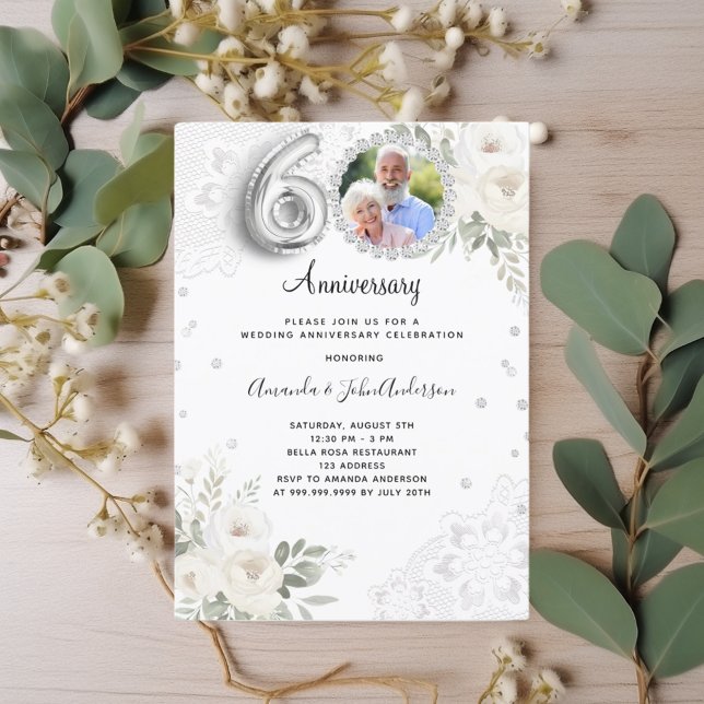 Invitación Flores de diamantes foto 60 aniversario del boda (Subido por el creador)
