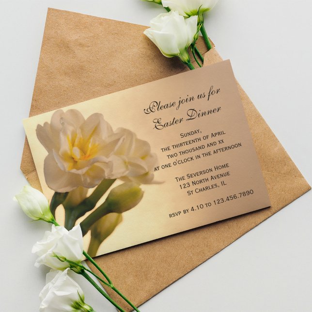 Invitación Flores de doble torta blanca cena de Pascua (Subido por el creador)