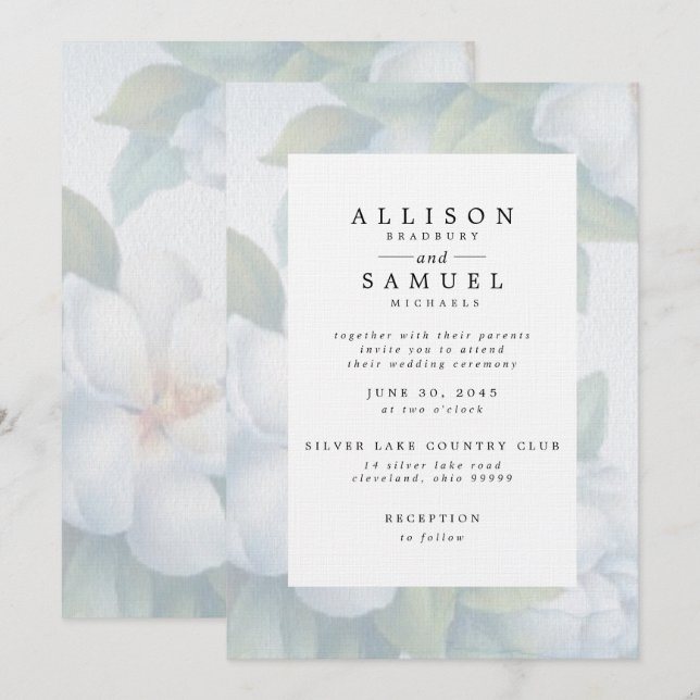 Invitación Flores de dogwood blancas fundidas (Anverso / Reverso)