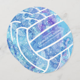 Invitación Flores de doodle engalanan al fiesta de voleibol a