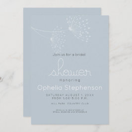 Invitación Flores de doodle minimales modernas en azul y blan