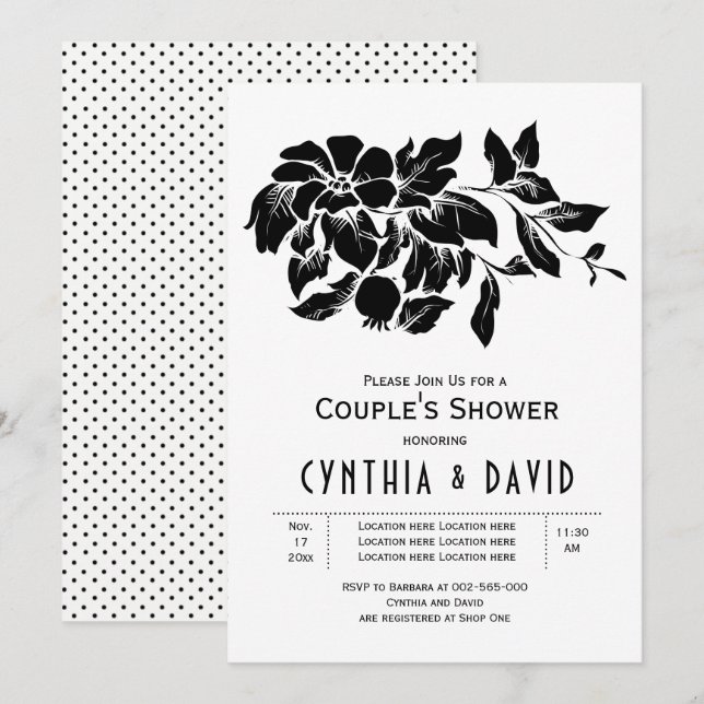 Invitación Flores de época boda de flores ducha (Anverso / Reverso)