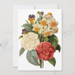 Invitación Flores de época, camellias y narcisos, Redoute