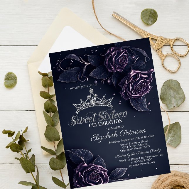 Invitación Flores de época Damasco Dulce gótico oscuro 16 (Subido por el creador)