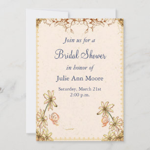 Invitación Flores de época Ducha de novia