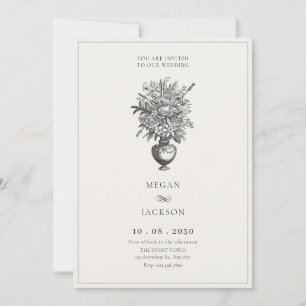 Invitación Flores de época en el boda de jarrones antiguos