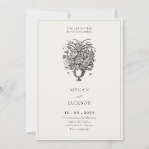 Invitación Flores de época en el boda de jarrones antiguos