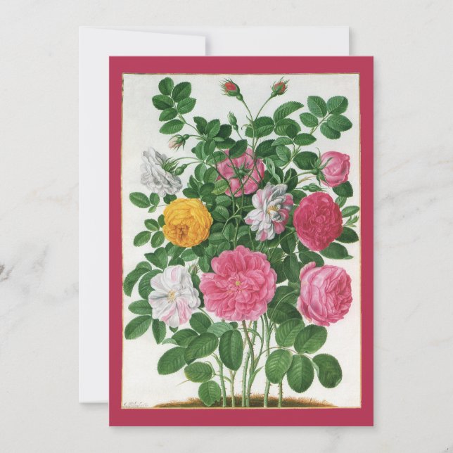 Invitación Flores de época, Rosas de jardín Fiesta de ducha d (Anverso)
