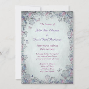 Invitación Flores de época y Boda de mariposa