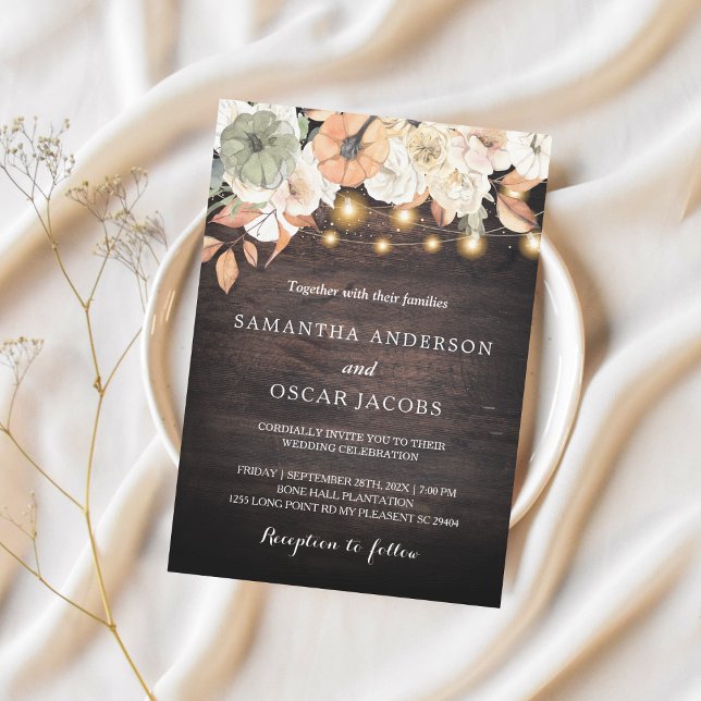 Invitación Flores de época y calabaza otoño (Subido por el creador)