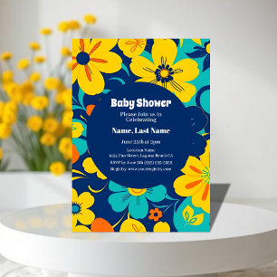 Invitación Flores de estilo retro-flor de estilo dopaminérgic