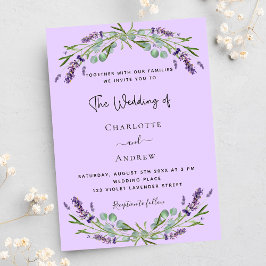 Invitación Flores de eucalipto violeta de Lavender boda de lu