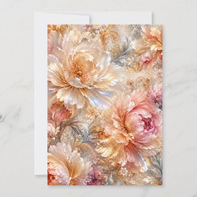 Invitación Flores de Fantasía de Lujo (Anverso)
