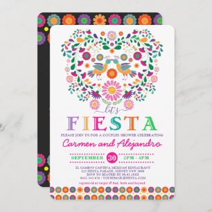 Invitación Flores de Fiesta Mexicanas Parejas Ducha Compromis