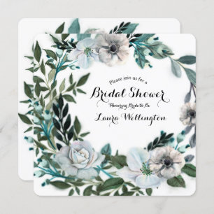 Invitación Flores de flores blancas de vegetación botánica Wr