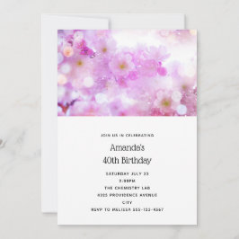 Invitación Flores de flores de cerezo rosa foto cumpleaños