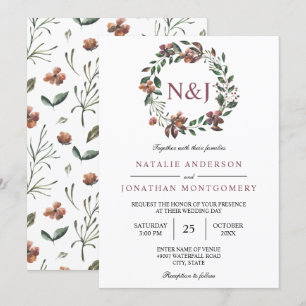 Invitación flores de flores de flores florales de color de ag