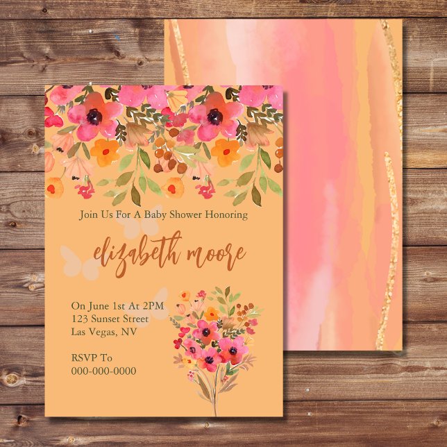 Invitación Flores de flores de jardín de melocotón rosa para  (Subido por el creador)