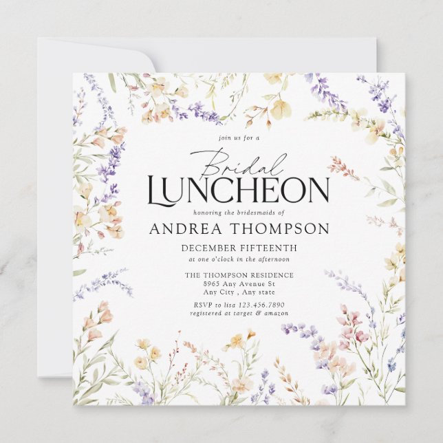 Invitación Flores de flores de verano elegantes | Luncheon de (Anverso)