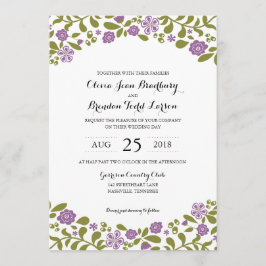 Invitación Flores de flores silvestres moradas y verdes | BOD