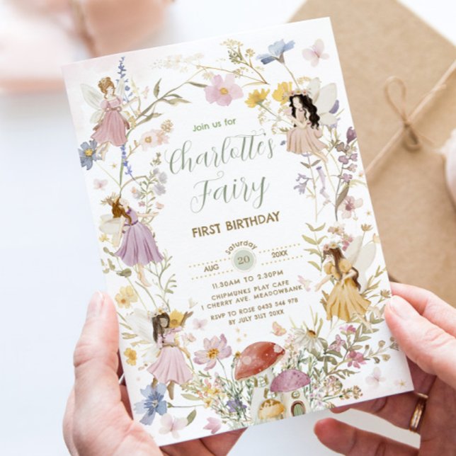 Invitación Flores de flores silvestres primer cumpleaños (Subido por el creador)