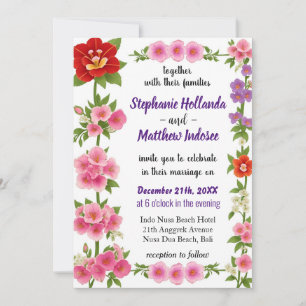 Invitación Flores de Foxglove en el reino del amor y la unida