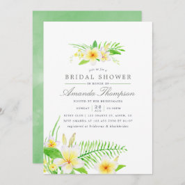 Invitación Flores de Frangipani, color de agua exótico, ducha