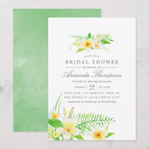 Invitación Flores de Frangipani, color de agua exótico, ducha