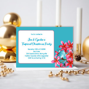 Invitación Flores de Frangipani Tropicales Fiesta de Navidad