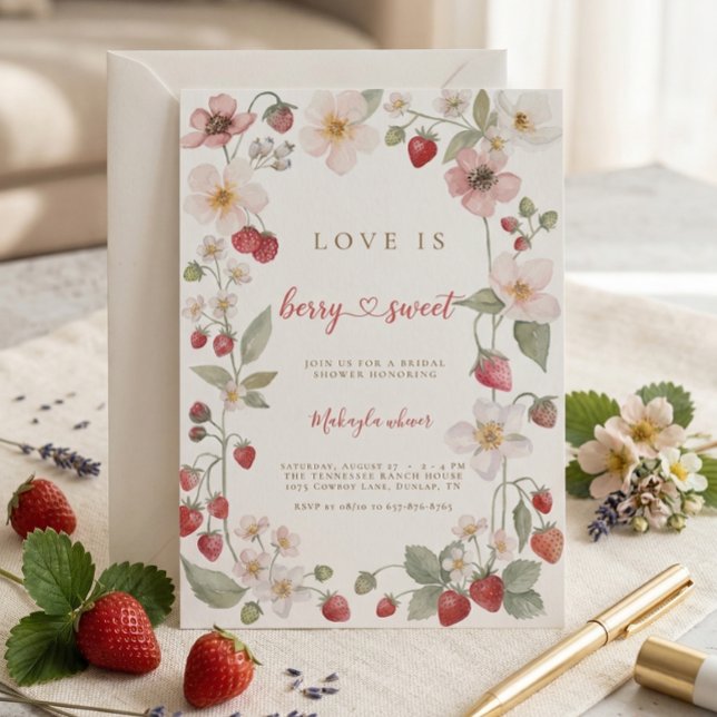 Invitación Flores de Fresa Dulce para la Fiesta de Despedida  (Subido por el creador)